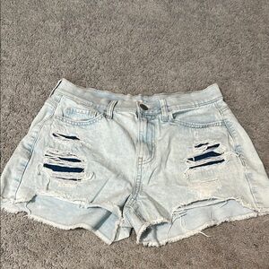Light Blue Distressed Denim Shorts